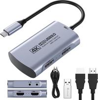 "Guermok" 4K 60FPS ir 1080P 240FPS HDMI įrašymo kortelė transliacijai, USB 3.0 į USB-C/A, 4K30 pralaidumas, 3,5 mm garso įvestis ir mikrofono išvestis, suderinama su "Switch 2/1", "PS", "Quest 3", kompiuteriu, "Pad