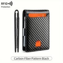 Minimalistinė anglies pluošto RFID piniginė, Anglies pluoštas juodas