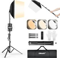 "EMART Softbox" rinkinys fotostudijai, 40 x 40 cm Softbox 85 W LED fotošviesa su 165 cm trikoju, profesionalus fotografijos apšvietimo rinkinys, skirtas studijos apšvietimui, portretui, vaizdo įrašams (1 pakuotė)