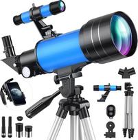 Astronomijos teleskopas vaikams ir suaugusiesiems, 70 mm diafragmos 400 mm nešiojamasis teleskopas Astronominis refraktorius su trikoju, Mėnulio filtru ir telefono adapteriu