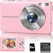 Skaitmeninis fotoaparatas 1080P 44MP Fotoaparatas 16X skaitmeninis priartinimas, Vlogging fotoaparatas Kompaktiškas fotoaparatas su 2,4 colių LCD ekranu, 32G Micro atminties kortele, 1 baterija vaikams, paaugliams, studentams, pradedantiesiems
