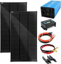 SOLARTRONICS komplektas 2 x 120 W saulės modulis 1080 x 570 x 40, TS 1000 W įtampos keitiklis + 20 A įkrovimo valdiklis + saulės kabelis + saulės kištukas Fotovoltinės sistemos Motorhome Island sistema