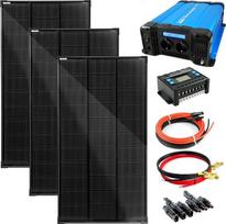 SOLARTRONICS komplektas 3 x 120 W saulės modulis 1080 x 580, FSD 1500 W 12 V įtampos keitiklis + 30 A įkrovimo valdiklis + saulės kabelis + trigubas saulės kištukas Fotovoltinės sistemos Salos sistema