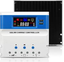 VIXKPIRR 60A PWM įkrovimo valdiklis saulės 12V/24V/48V automobiliams, PWM saulės įkroviklio valdiklis 60A saulės kolektoriams su LCD ekranu, dvigubu USB prievadu, saulės įkrovimo valdiklis 12V/24V/48V saulės valdiklis GEL