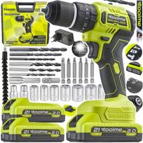 Akumuliatorinis smūginis suktuvas-gręžtuvas Toolme TM030, 2x21V, 2 Ah, bešepetėlinis, su lagaminu