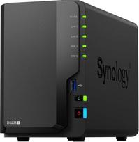 "Synology DS225+" 2 lizdų diskų stotis NAS (Intel Celeron J4125 4 branduolių 2,0 GHz 2GB DDR4 RAM 2xRJ-45 1GbE LAN prievadas)