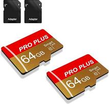 2 pakuotės atminties kortelių 64GB su adapteriu, didelės spartos atminties kortelė, UHS-I C10 A1 atminties TF kortelė planšetiniam kompiuteriui / mobiliajam telefonui / fotoaparatui / automobilio garso aparatūrai / žaidimų pultui (TF162 Red Gold 64GB)
