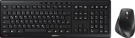 CHERRY STREAM DESKTOP COMFORT belaidės klaviatūros pelės rinkinys, vokiškas išdėstymas (QWERTZ), 2,4 GHz radijo dažnis, tylūs klavišai, ergonomiška dešiniarankė pelė, juodos spalvos