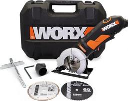 Kompaktiški diskiniai pjūklai WORX WX423.1 400 W - tuščiosios eigos greitis 3600/min - 27 mm pjovimo gylis - valdymas viena ranka - greitas gylio reguliavimas - verpstės užraktas - saugumas dėl aliumininės pjūklo disko apsaugos