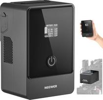NEEWER Mini V laikiklio akumuliatorius 6800 mAh 99 Wh 14,5 V, PD 65 W dvikryptis C tipo greitojo įkrovimo V užrakto akumuliatorius su D čiaupu / BP / USB A / dvigubu nuolatinės srovės prievadu / OLED ekranu, skirtas fotoaparatui, vaizdo kamerai, monitoriu