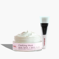 Clarifying mask AHA+BHA Acids + Brush Rinkinys giliai valanti veido kaukė + šepetėlis