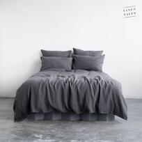 Dark Grey Linen Duvet Cover Set Lininis patalynės užvalkalų komplektas 200x200 50x70*2