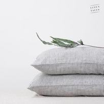 Linen Pillowcase Lininis pagalvės užvalkalas Thin Black Stripes