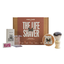 The Life Shaver Sandalwood Ultimate Shaving Kit Skutimosi rinkinys su dviašmeniu skustuvu 1 vnt.