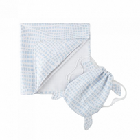 Kids Hooded Beach Towel Vaikiškas paplūdimio rankšluostis su gobtuvu ir kuprine White with Blue Squares