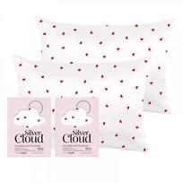 Satin Pillowcase Twinpack Sidabro jonais prisotintas satino pagalvių užvalkalai Love Hearts