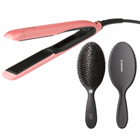 True Divinity MK2 Peachy Gold Set Plaukų tiesintuvo ir Gloss Brush šepečio rinkinys Peachy Gold