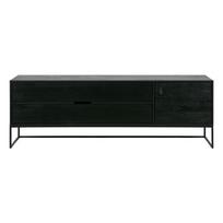 Juodos spalvos iš uosio masyvo TV spintelė 180x61x44 cm Silas – WOOOD