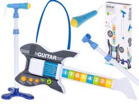 Elektrinė roko gitara su mikrofonu mėlyna