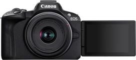"Canon EOS R50 System Camera + RF-S 18-45 mm is STM Lens - veidrodinis fotoaparatas (skaitmeninis fotoaparatas su automatinio fokusavimo funkcija + motyvų atpažinimo funkcija, skirta žmonėms, akims, gyvūnams, transporto priemonėms, 4K vaizdo įrašams, 15 k