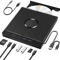 Dictien Nešiojamojo kompiuterio išorinis CD diskas, DVD diskas, išorinis USB 3.0 su SD/TF, išorinis DVD diskas kompiuteriui, MacBook, Windows 11/10/8/7/XP/OSX/Linux