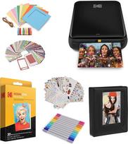 KODAK Step Photo Printer, belaidis, nešiojamas, su "Zink" technologija ir nemokama programėle, skirtas "iOS" ir "Android", juodas, dovanų pakuotė, 5 x 7,5 cm