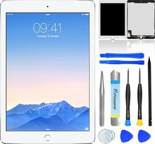 NB+ Jutiklinio ekrano LCD ekranas, skirtas "iPad Air 2" A1566 A1567 9,7 colių 2014 m. LCD ekrano skaitmeninimo įrenginiui, priekiniam stiklui, baltos spalvos su įrankiais