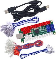 SJ@JX Arcade DIY Kit LED USB Encoder Board Zero Delay Arcade Controller Joystick Button Fight Stick Raspberry Pi Retro Pie MAME 5V LED Power