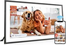 Skaitmeninis nuotraukų rėmelis, didelis, 15,6 colių "Frameo" skaitmeninis nuotraukų rėmelis, 32GB, 1920 x 1080 IPS FHD jutiklinis ekranas, elektroninis nuotraukų rėmelis, tvirtinamas ant stalo ir sienos, dalijimasis nuotraukų vaizdo įrašais