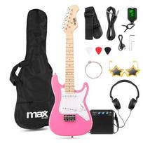 Max GigKit Junior 1/4 dydžio elektrinės gitaros rinkinys, rožinis