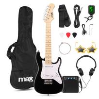 Max GigKit Junior 1/4 dydžio elektrinės gitaros rinkinys, juoda