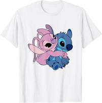 Lilo &Stitch Miela Angelė &Stitch Apsikabinę Krūtinės Logotipas Marškinėliai XL