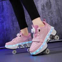 2025 NAUJI riedučiai su LED 4 ratais, transformuojami, įtraukiami riedučių batai, sportbačiai, parkūrui, su ratais, mergaitėms, berniukams 33