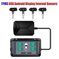 USB Android TPMS Padangų Slėgio Stebėjimo Sistema Ekrano Signalizacijos Sistema Vidiniai Išoriniai 4 Jutikliai Automobilio Navigacijos Radijui