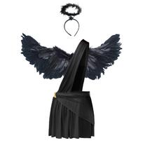 Halloween Angel Cosplay Costume for Men S-3XL - 3-Piece Set with One Shoulder Strap, Ruffle Skirt, Feather Wings & Hair Hoop S juoda