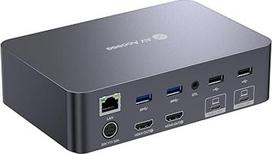 "AV Access Docking Station" KVM jungiklis 2 monitoriams 2 nešiojamiesiems kompiuteriams, 4K KVM dvigubas monitorius, 2USB-C MST prievadai, 60 W PD bet kokiam kompiuteriui, 1G Ethernet, EDID emuliacija, 2K@144Hz, 1080P@240Hz, idealiai tinka namų biurui ir