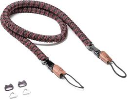 "C-Rope The Urbanist" fotoaparato dirželis 100 cm ilgio, rankomis austas, greitai nuimamas Paracord juodas/raudonas