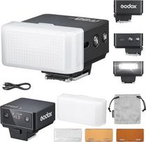 "Godox iT20-O iT20 O" fotoaparato blykstė Speedlite su baltu difuzoriumi 6 galios lygiai 700 blyksnių visu galingumu TTL su magnetiniu spalvų lustu, skirta "Olympus Panasonic" DSLR (juoda)