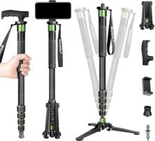 Manbily G-333 Anglies pluošto fotoaparato monopodas su stovo pagrindu ir lazdos rankena, 5 sekcijos iki 180 cm, turistinės lazdos, kelioninis monopodas, kompaktiškas, lengvas, su kojelėmis, ne daugiau kaip 10 kg, DSLR fotoaparatas, vaizdo įrašas