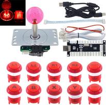 SJ@JX Arcade Game LED DIY Kit Mechaninis klaviatūros jungiklis Arcade LED mygtukas LED Joystick valdiklis Zero Delay USB Encoder PC MAME Retropie Jamma Red