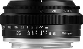 TTArtisan 25 mm F2.0 APS-C rankinis fotoaparato objektyvas Nešiojamas ekonomiškas portreto formato žmogiškumo gatvės natiurmorto objektyvas, skirtas M43 laikikliui