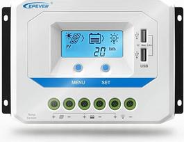 VS1024AU 10A saulės energijos įkrovimo valdiklis 12V/24V išmanusis saulės kolektorių baterijų įkrovimo valdiklis su LCD ekranu ir dvigubu USB prievadu