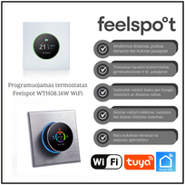 Programuojamas termostatas FEELSPOT WTH08.16W WiFi Baltas Tuya Smart Life