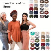 5pcs Headbands for Women Non Slip Soft Elastic Hair Bands Yoga Running Sports Workout Gym Head Wraps,  African Turbans