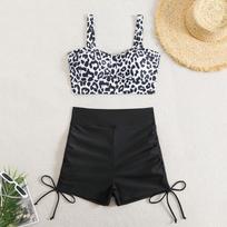 Bikinis Moterims Maudymosi Kostiumas Naujas Leopardinis Petnešėlės Šortukai Bikini Rinkinys Seksualūs Maudymosi Kostiumai Vasaros Dviejų Dalių Rinkinys Paplūdimio Apranga Maudymosi Kostiumas Moteriškas S balta