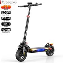 Elektrinis paspirtukas suaugusiems iScooter ix3 800W variklis Elektrinis paspirtukas Sulankstomas Didžiausias greitis 40 km/h 48V 10AH Nuvažiuojamas atstumas 40 km Apkrova 120 kg juoda