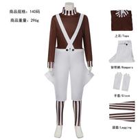 Vaikų „Oompa Cosplay“ kostiumas, „Loompa Cosplay“ drabužiai, marškiniai, kelnės, vaikų perukų komplektas, apranga, Helovinas, karnavalas, vakarėlis, berniukų ir mergaičių kostiumas M 45-50kg smėlis