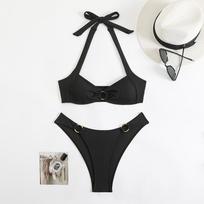Seksualūs vienspalviai bikini maudymosi kostiumai Moteriški maudymosi drabužiai Push Up Moteriški paplūdimio maudymosi drabužiai Maudymosi kostiumai Brazilijos bikini komplektas Baseino maudymosi kostiumai S juoda
