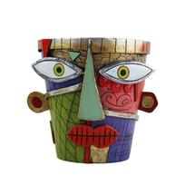 Picasso įkvėptas abstraktus veido vazonas - Brutalizmo vazonas su skulptūriniu menu namų dekoravimui ir sodinimui One Size