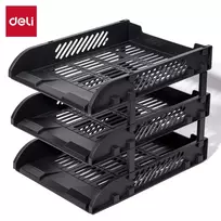 Dokumentų lentynėlė DELI, horizontali, 3 stalčių, juodos spalvos